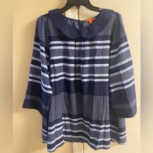Modcloth Navy and White Striped Blouse 1X NWOT
